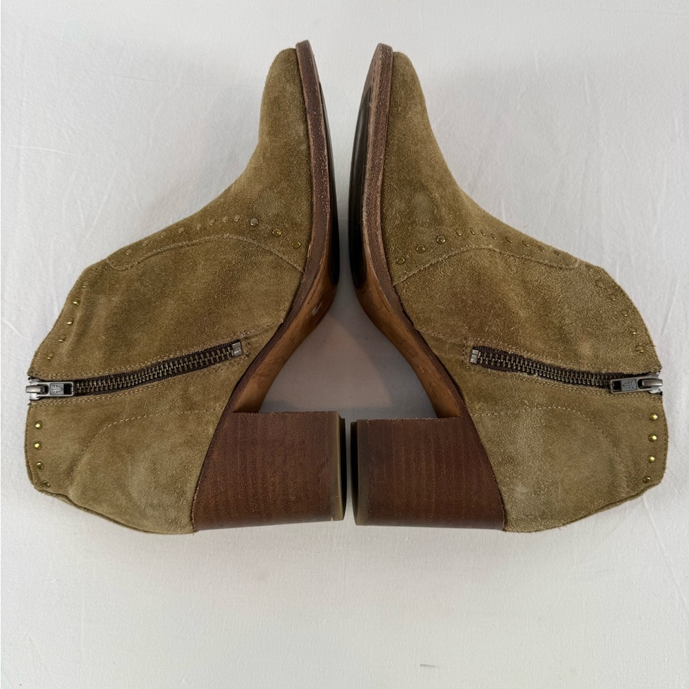 Frye Nora Suede Studded Booties in Olive Green Size 8 - Picture 6 of 9